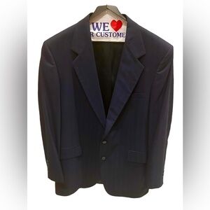 Talbot Jaimes Men’s Wool Navy Blue Stripe Blazer Office Size 43L Tall